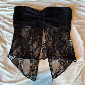 Edikted Split Front Lace Tube Top